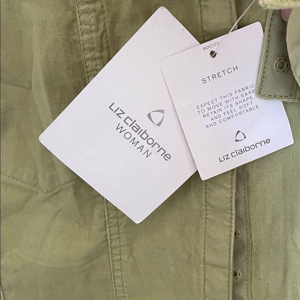 Liz Claiborne 1X Chartreuse Corduroy Button Front Jacket NWT - Picture 5 of 9